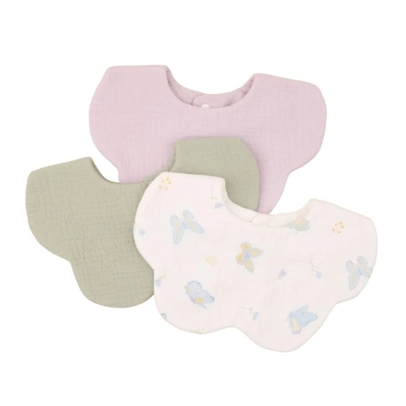 

J15U 3pcs Newborns Saliva Towel Petal Feeding Bibs Strong Absorbent Baby Bibs Burp Cloths Baby Drooling Apron for Toddlers