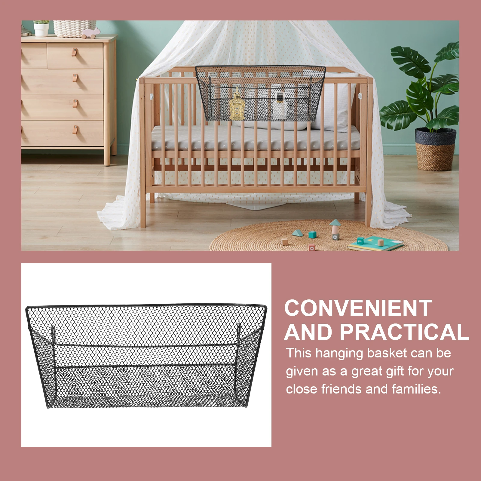 

2Pcs Storage Hanging Basket Multi-Function Iron Wire Basket Household Door Organizer Dormitory Storage Accessory