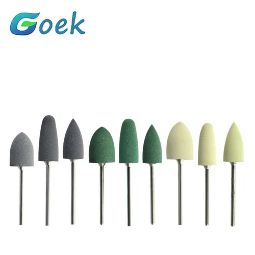 Imagen 1 del producto 10 unids/set pulidor de goma de silicona Dental laboratorio Dental fresa de goma de silicona para pulido de acrílico Bur grueso/medio/fino