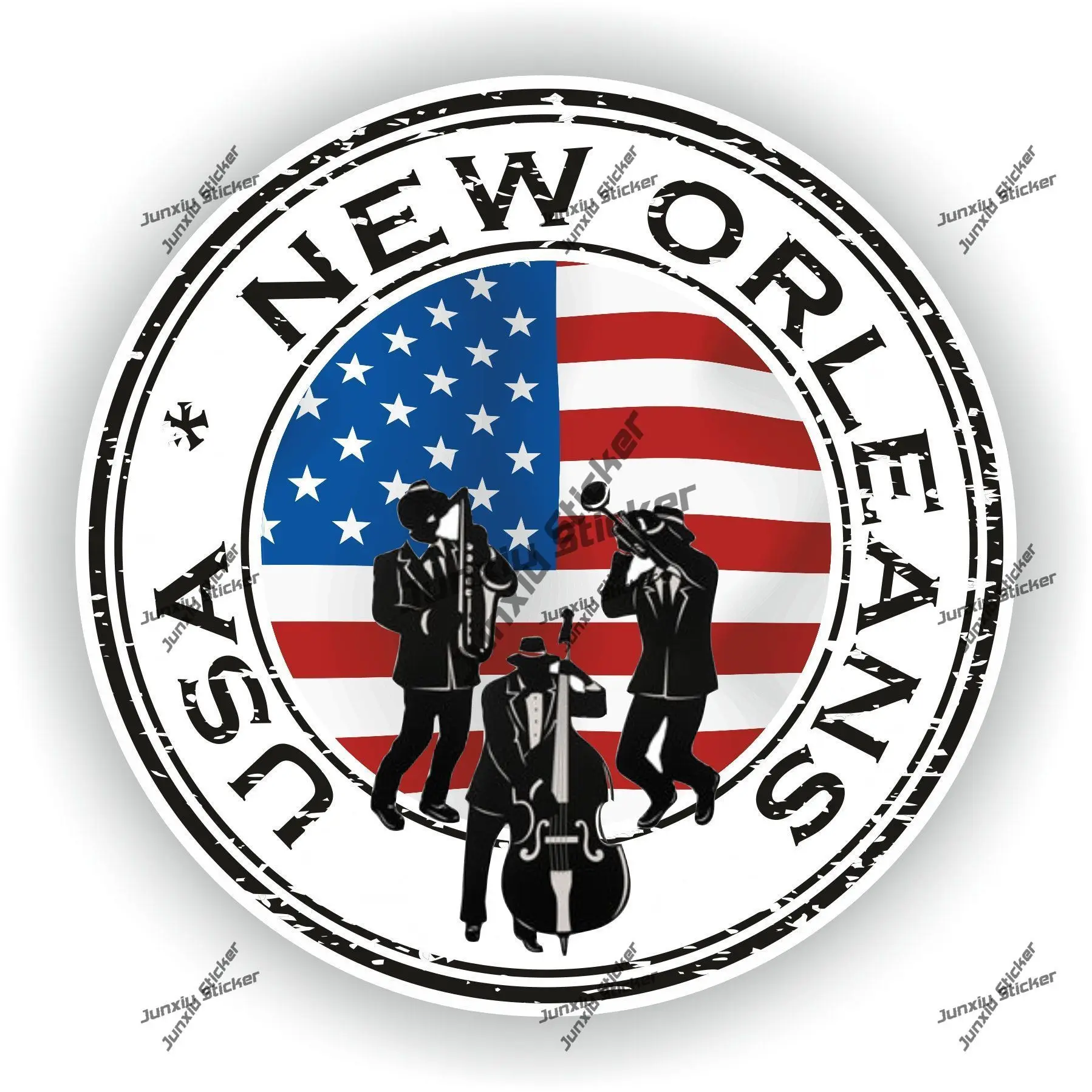 

Usa New Orleans Sticker Coat of Arms of American New Orleans Flag Round Seal Decal PVC Accessories Reflective-silver Stickers