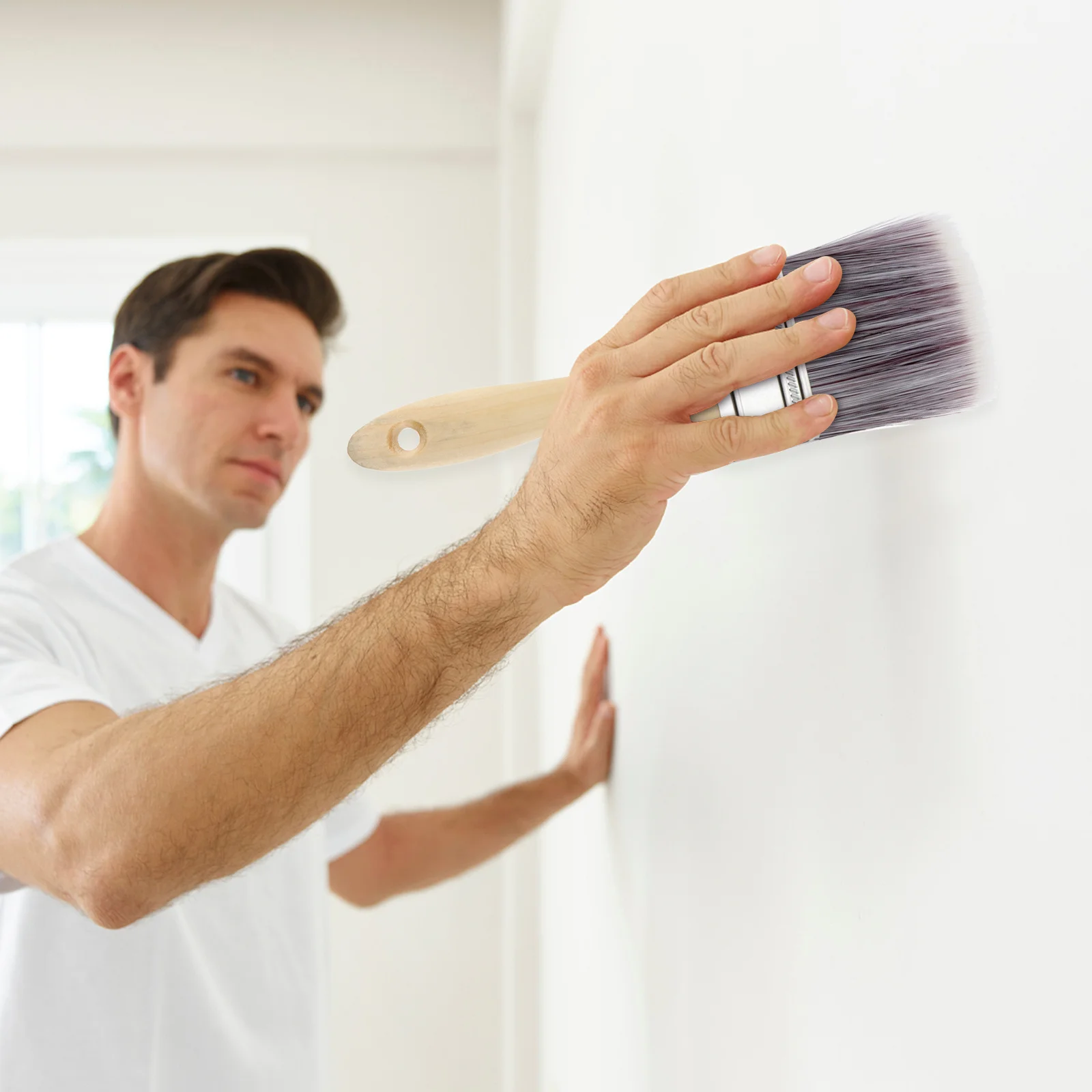 

5 pcs Paint Brushes Set Wood Handle Angle Sash Brush For Interior Exterior Projects Stain Chip Cleaning Watercolor Oil Painting