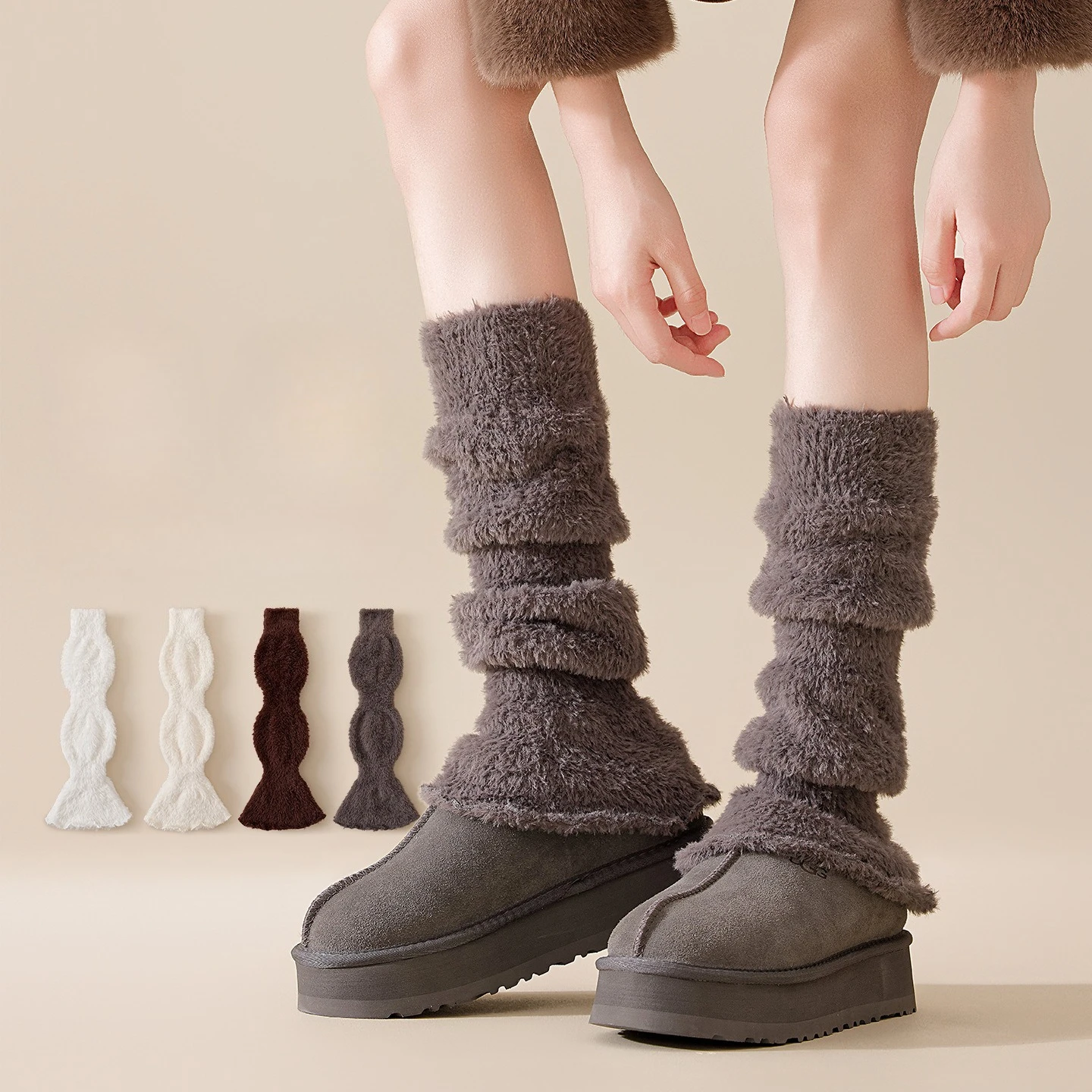 

Autumn and Winter Thermal Socks Women's Thickened Coral Fleece High Elastic and Thin Daily Versatile Plush Stacked Calf Socks