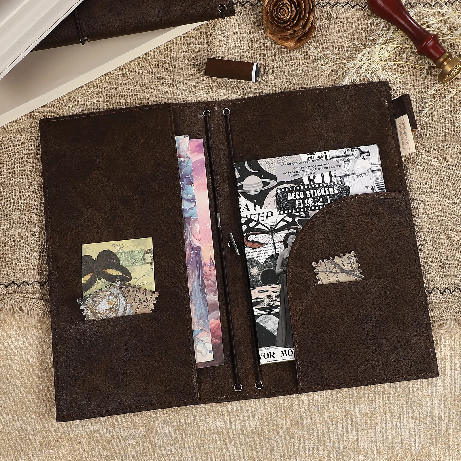 Antique Garden Series Vintage Leather Cover Travel Landscape Notebook Creative DIY Journal Material Student Supplies Stationery