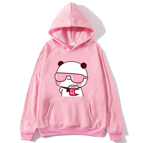 Imagen 2 del producto Pareja Sudaderas con capucha Bubu Dudu Sudadera con capucha dibujos animados Kawaii estampado pulóver Harajuku hombres mujeres Sudaderas cálida lana con capucha