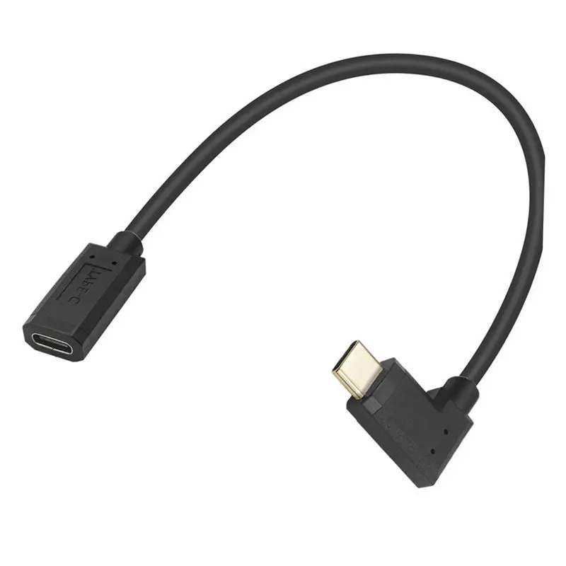 0.3m 0.6m 1m Gold Plated Elbow With 3A Current 10Gb/s USB 3.1 Type-C USB C Male to Female Data Extension Cable, Standard 16 Core