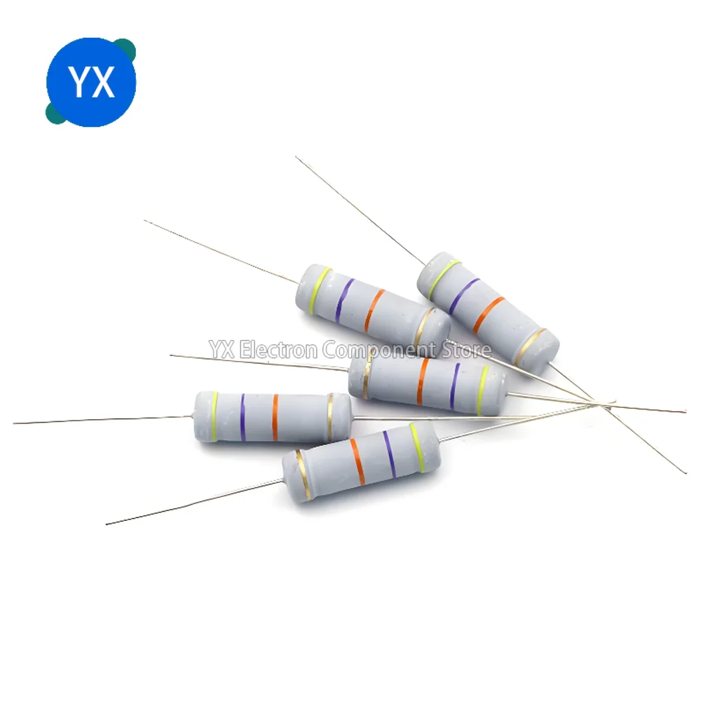 50PCS 5W Carbon Film Resistors 5% Ring Power Resistor 0.1~10M 2 3.3 10R 22 36 47 68 100 220 330 470 1K 2.2K 10K 22K 4K7 100KOhm