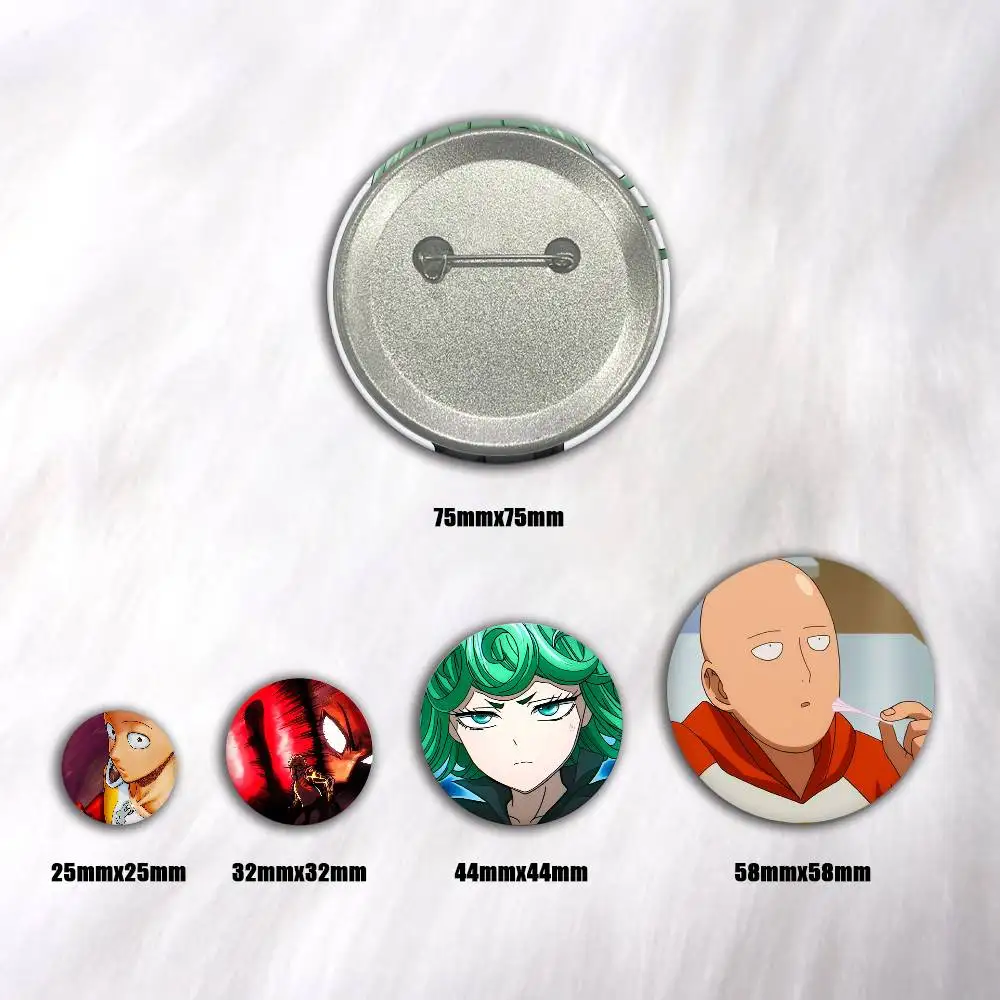 A-O-One P-Punch Man Cartoon Round Brooches On Backpack Jacket Acrylic Button Pins Collection Gifts