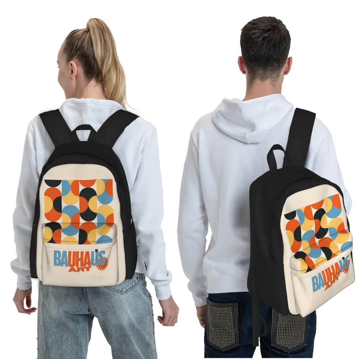 A BAUHAUS ART POSTER 7 Student Backpack School Bag Hiking Travel Daypack for Boys Girls Fashion Bookbag Shoulder Bags
