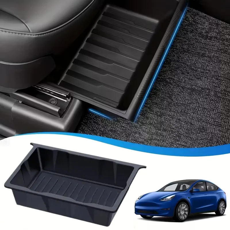1PC Durable ABS Under Seat Storage Box With Hidden Tray Car Seat Organizer  For Front Rear Seats Space-Saving Vehicle Trays