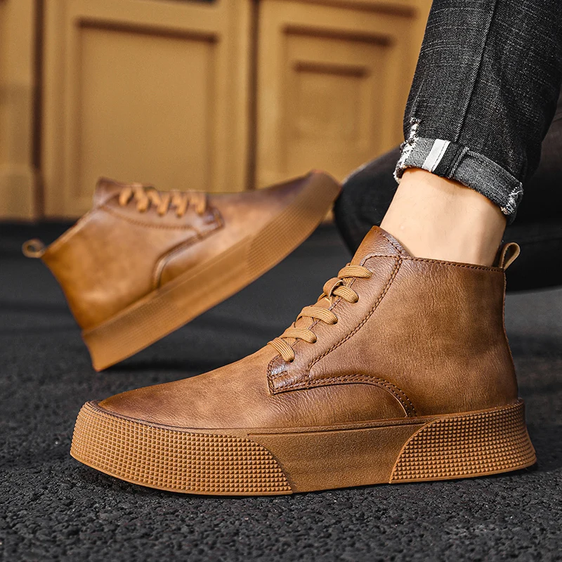 2023 New Men Boots Outdoor Comfy Men Boots Men Fashion High Quality Leather Classic Autumn Shoes Man Brand Durable Casual Shoes