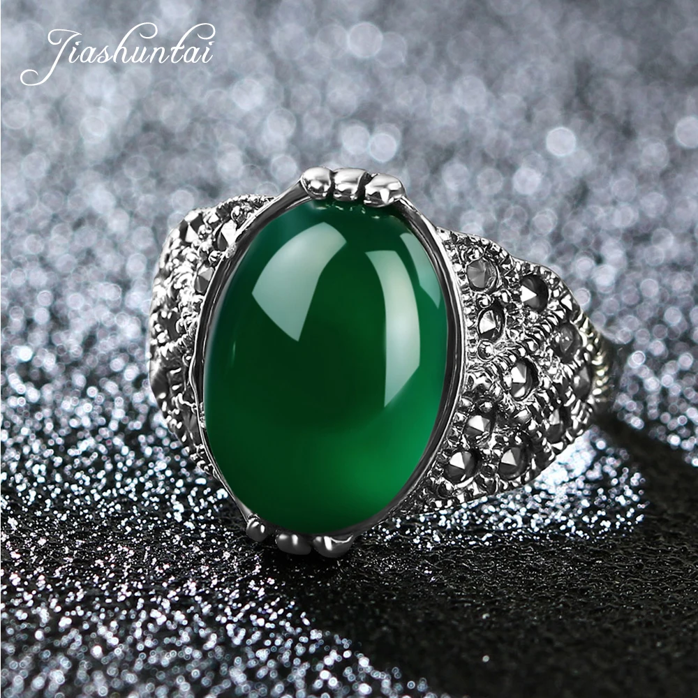 

ZHJIASHUN Vintage 100% Original 925 Sterling Silver Rings Natural Chrysoprase Feminino Ring Retro Dragon Claw Precious Jewelry