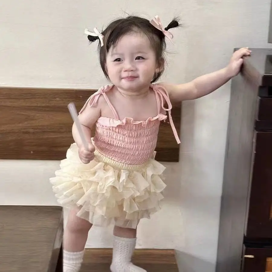

Children Birthday Princess Clothes Top Quality 2025 Baby Girls Summer Clothing Set Slip Shirts Tops+tutu Shorts Skirts Toddler