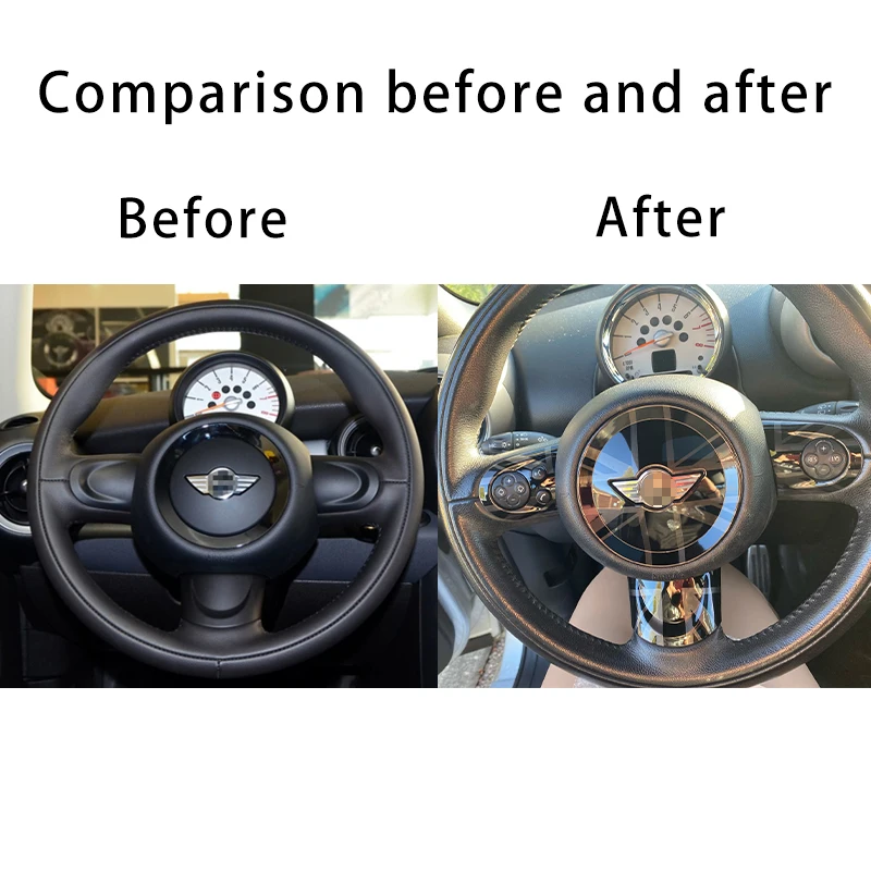 For Mini R55 R56 R57 R58 R59 R60 R61 Car Steering Wheel Center Panel Car Sticker Cover Car-Styling Trim Auto Accessories