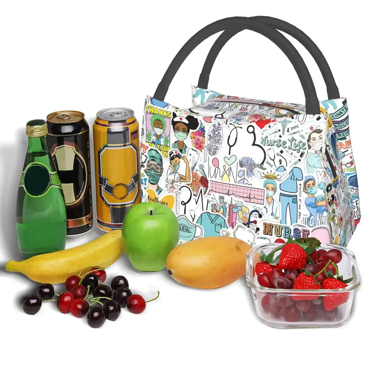 Doctors Nurse Print Thermal Lunch Bag Women Portable Insulated Cooler Bag Picnic Office Reusable Packed Lunch Box Bags