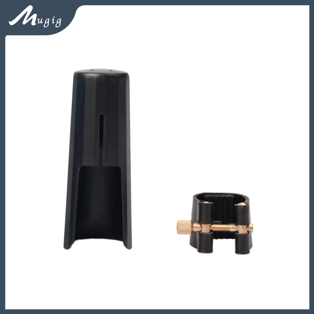 Alto Soprano Tenor Saxophone Mouthpiece Leather Ligature W/ABS Cap Sax Leather Buckle Clamp Clip Woodwind Instrument Accessories