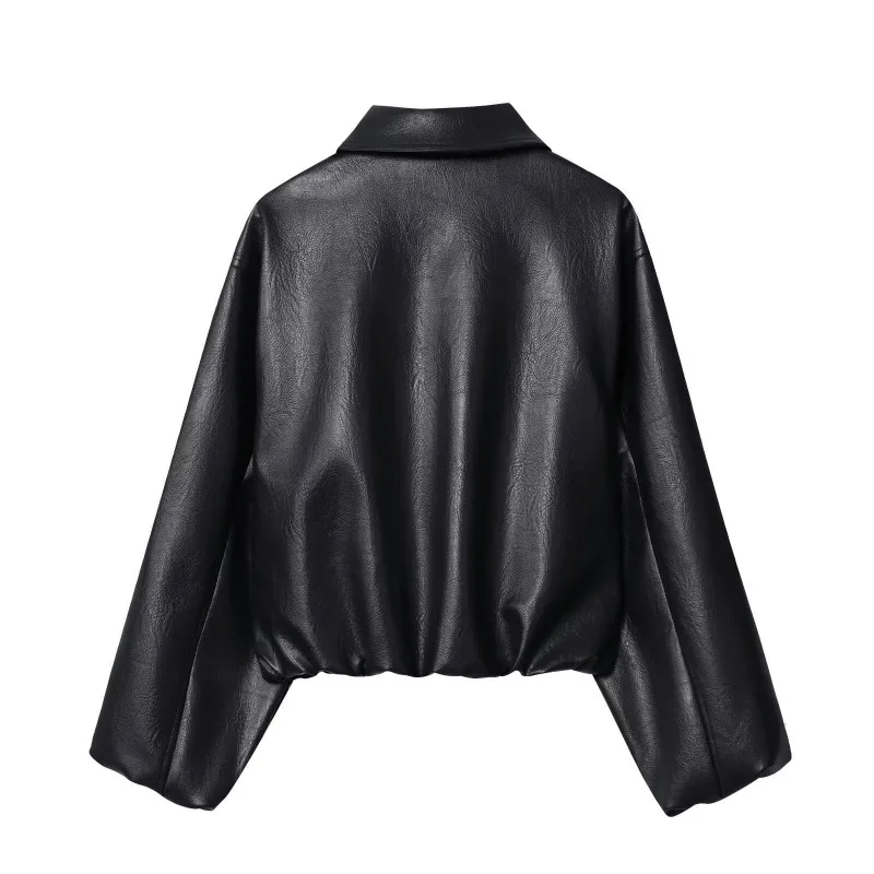 2026 Autumn Women's Faux Leather Jacket Long Sleeve Lady Lapel Zipped Coat Retro Fashion Chic Jackets Motorcycle Streetwear Y2k