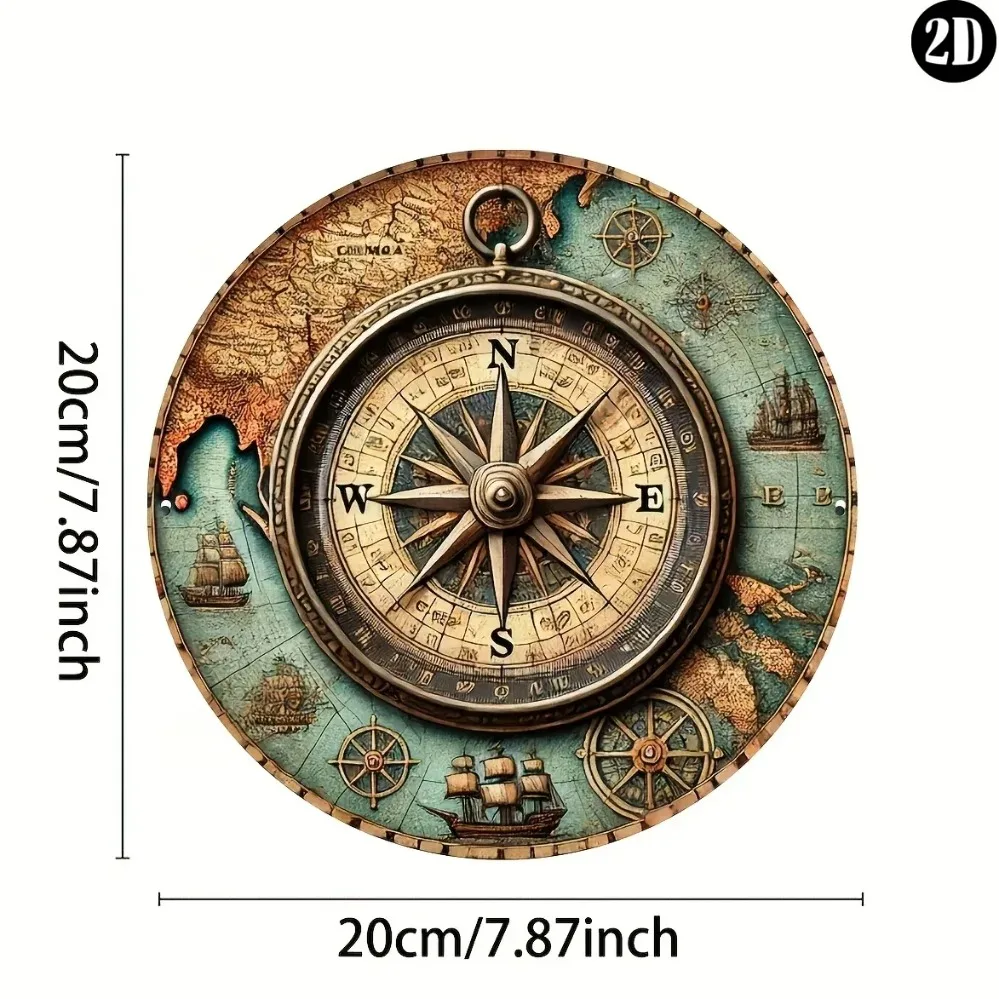 لافتة بوصلة بحرية عتيقة ثنائية الأبعاد - ديكور داخلي/خارجي فريد وفكرة هدية مثالية #3