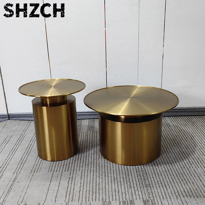 Luxury Stainless Steel Electroplated Brushed Water Design,Coffee Table,Home Living Room,Central Round Table Furniture Customized