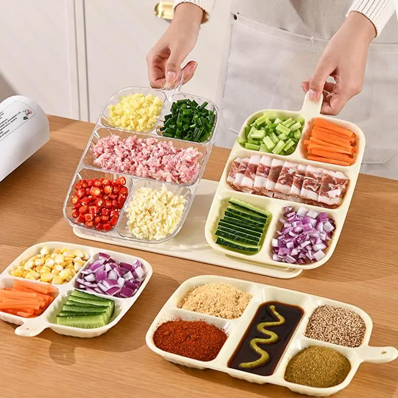 Condiment Serving Tray 5-Grid Fruit Divider Tray Separated Veggie Tray Food Compartment Tray For Onion Ginger Garlic Preparation
