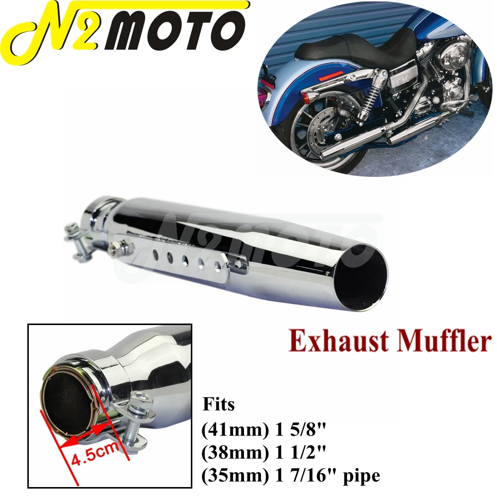 

Motorcycle 415mm Vintage Tapered Slip-On Exhaust Muffler Pipe For Harley Sportster XL Cafe Racer Road King Bobber Chopper Custom