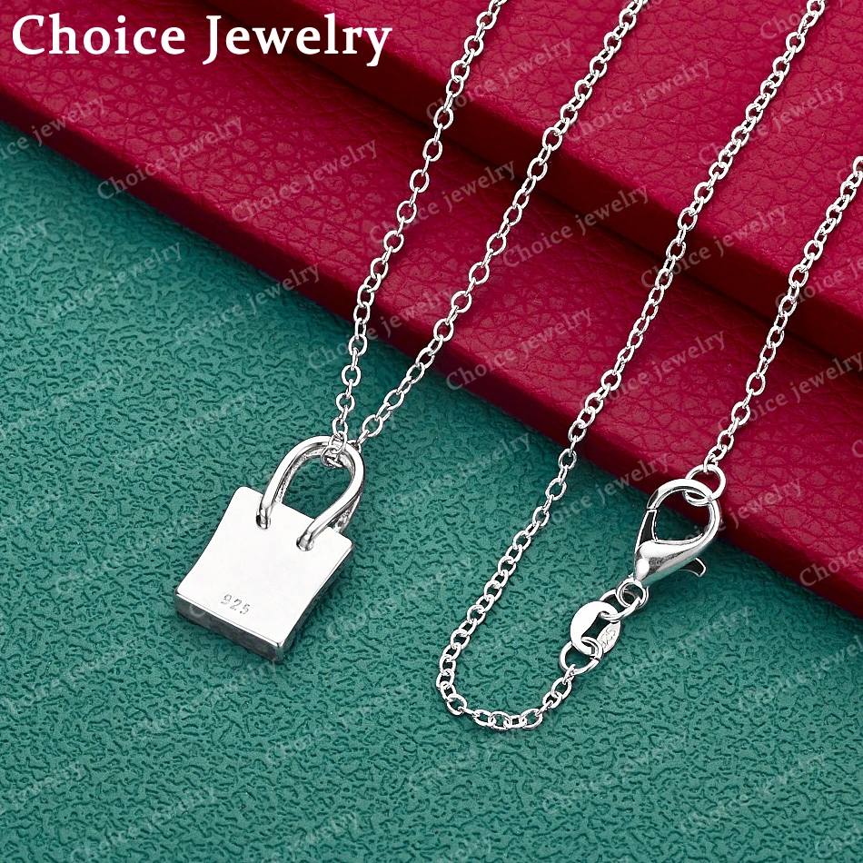925 Sterling Silver Handbag Chain Pendant Necklace For Women Fashion Jewelry Classic Engagement Wedding Anniversary
