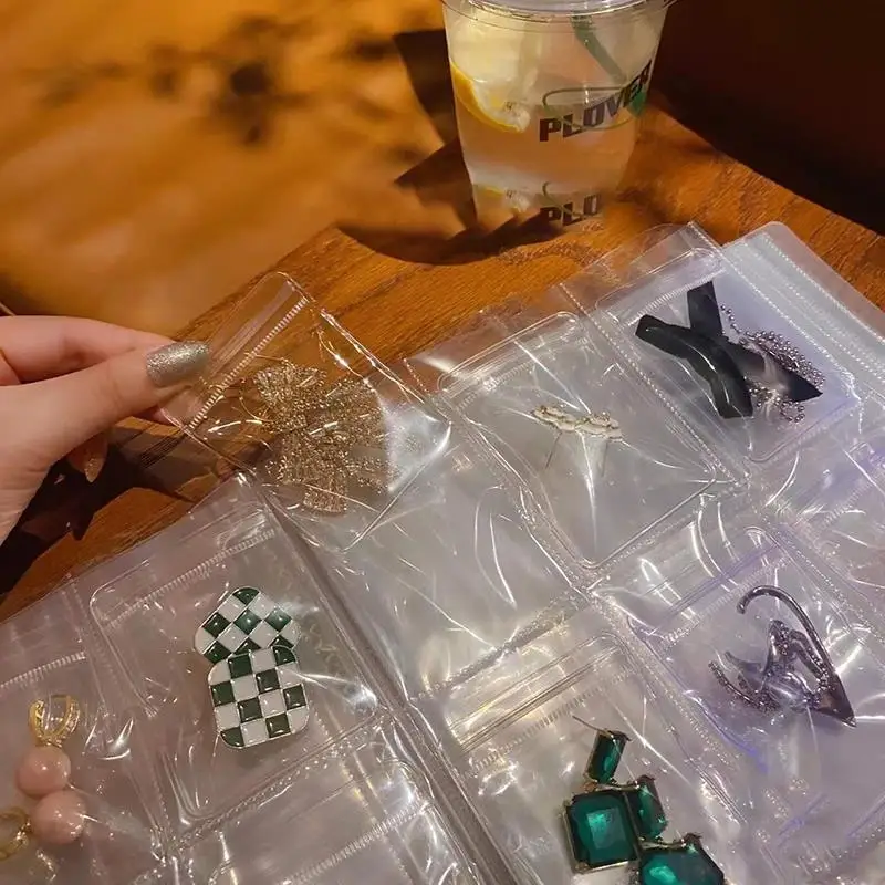 Anti-oxidation Jewelry Storage Albums Desktop Drawer Organizer Transparent Necklace Bracelet Ring Book Holder Jewelry Bag