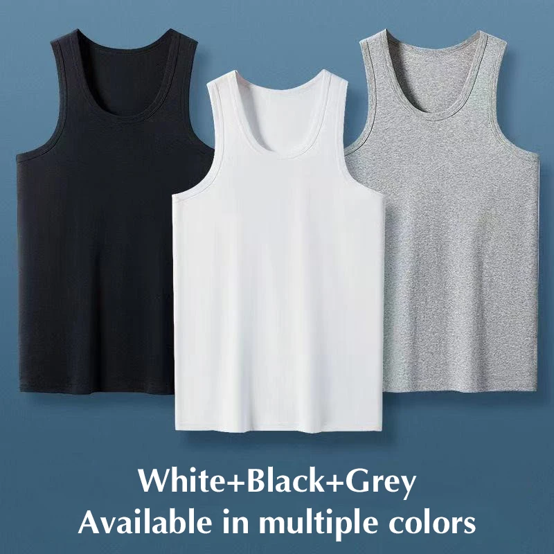 Summer Plus Size Men Clothing Tank Tops Black White Gray Singlets Sleeveless Fitness Casual Bodybuilding Vest