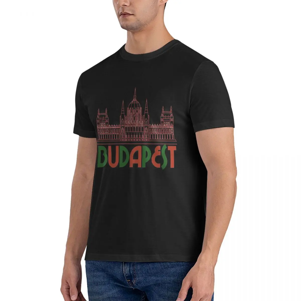 Budapest Hungary Sticker Men's T Shirts Europe Vintage Tee Shirt Short Sleeve Crewneck T-Shirt Pure Cotton Graphic Clothing