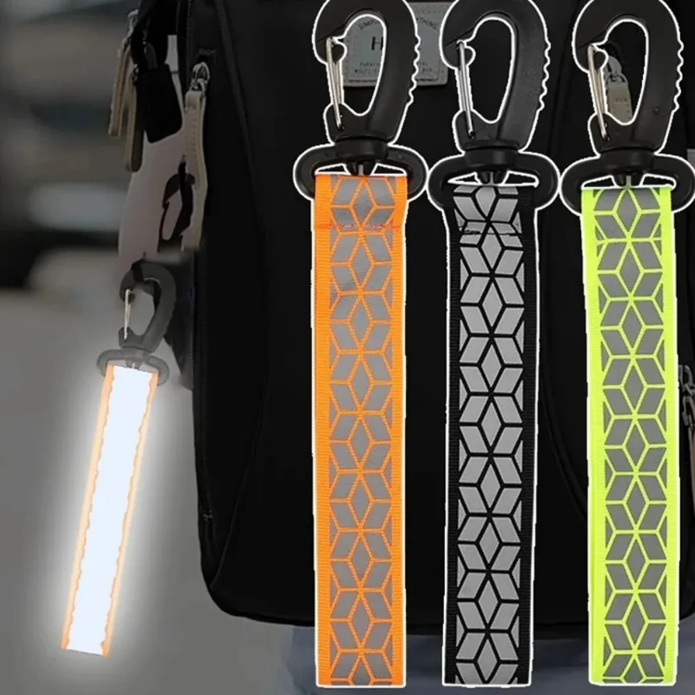 2Pcs Reflective Straps Pendant Keychain For Outdoor Camping Night Running Cycling Backpack Safety Lightweight Bright Keyrings