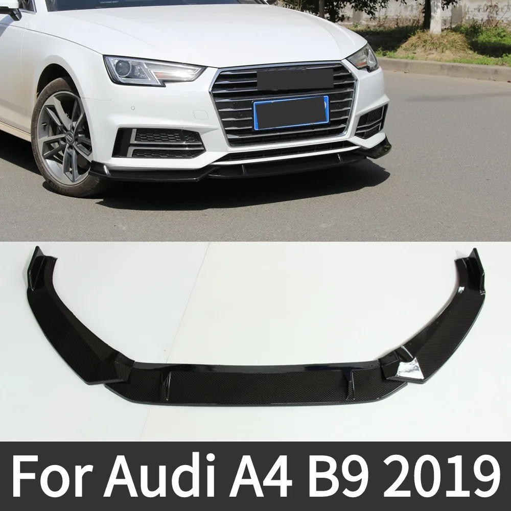 For A4 B9 2019 3Pcs Audi  Front Bumper Lip Spoiler Splitter Diffuser Car Body Kit Tuning Accessory Perfect Matching Retrofit