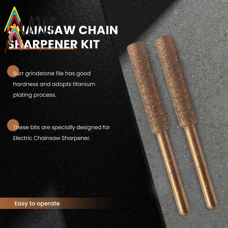 

A20F-Electric Chainsaw Chain Sharpener Kit, 10Pc Titanium Plated Diamond Sharpening Wheels, High Hardness 3/16Inch Files