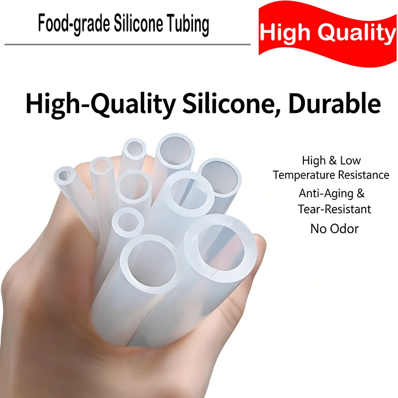 1~5m Silicone Hose High Temperature Nontoxic Food Grade Clear Transparent Pipe Diameter 0.5~30mm for Faucet Aquarium Garden Tube