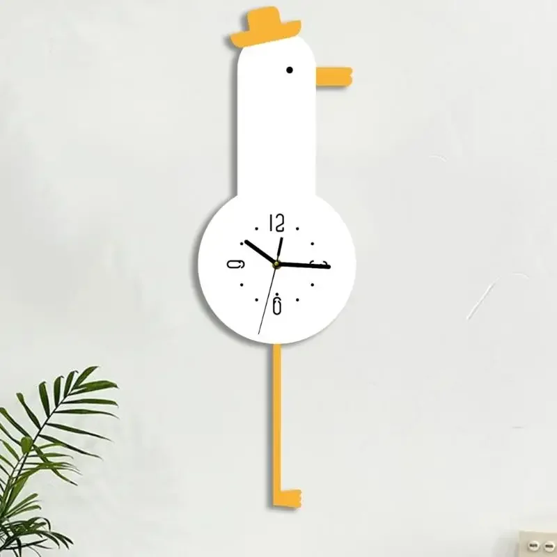 Fun Cartoon Chicken Swinging Wall Clock Dynamic Motion and Durable Acrylic for Bright Home Decoration P9YB