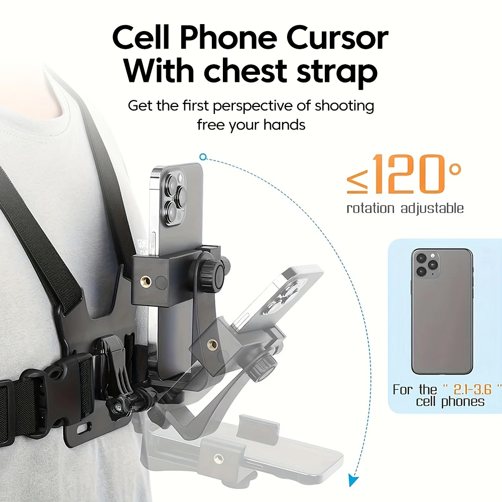 Chest Phone Holder Adjustable Phone Clip Stand With Chest Strap Fixation Bracket For Cycling Sports Climbing Camera Mobile Phone