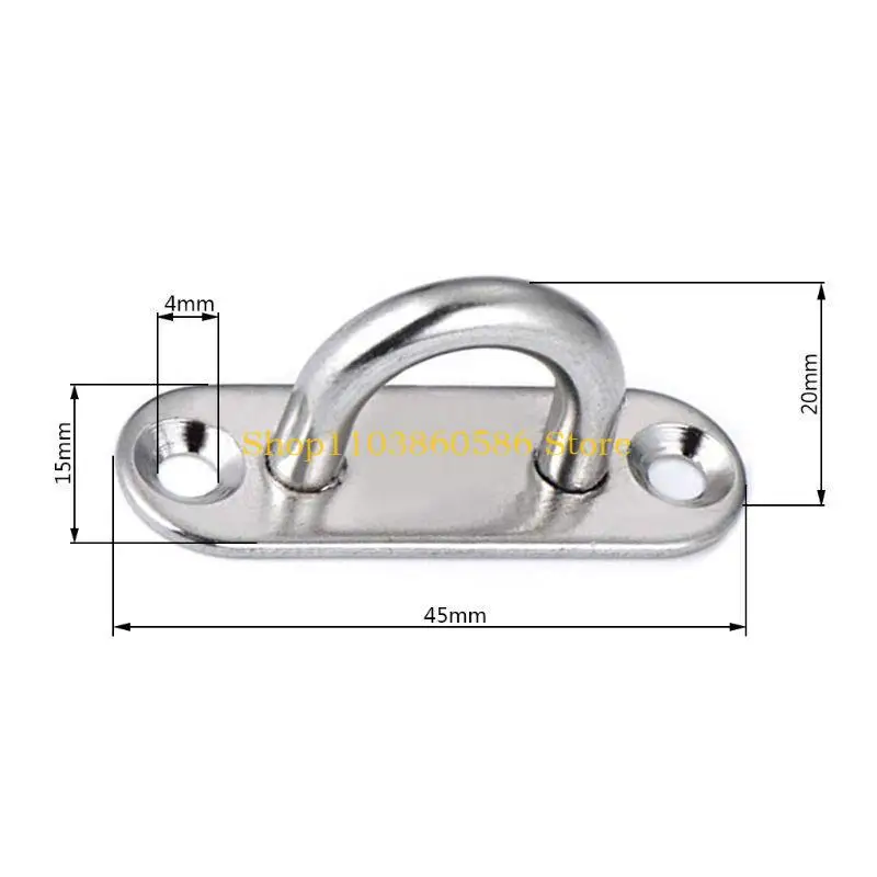 242A 6Pcs 5mm Stainless Steel Eye Plate Oblong Pad Metal Staple Ring Hook for Boat