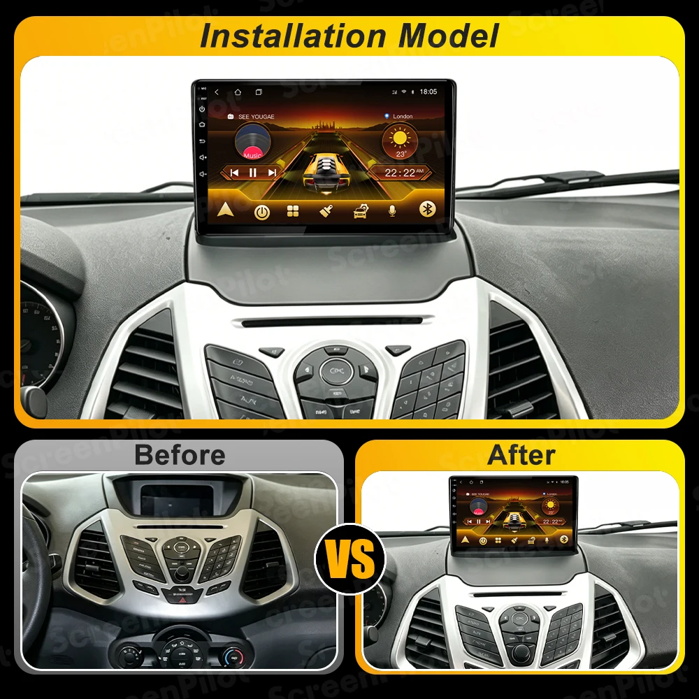 For Car Radio Ford EcoSport 2013 2014 2015 2016 2017 Android 16 Multimedia Video Player 2 din Carplay Bluetooth 8 Core
