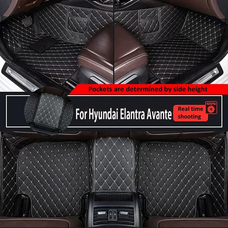 Customized Floor Mats for Hyundai Elantra Avante AD 2020 2019 2018 2017 2016 Waterproof Artificial Leather Car Floor Mats