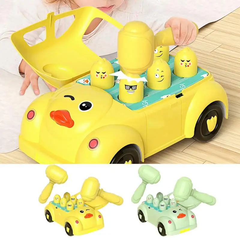 

Cartoon Montessori Toys Animal Theme Knocking Game Inertia Car Whacking Toy With Hammers Parent Child Board Hammering Game