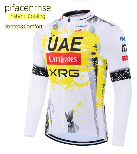 

UAE Pro Cycling Jerseys Men Long Sleeves MTB Shirts Bicycle Clothing Mountain Bike Jersey Motocross Outfit Windbreaker Riding