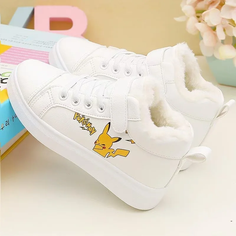 drop shipping 2025 new spring winter Pikachu hello kitty white pink big children canvas shoes warm student shoes for women