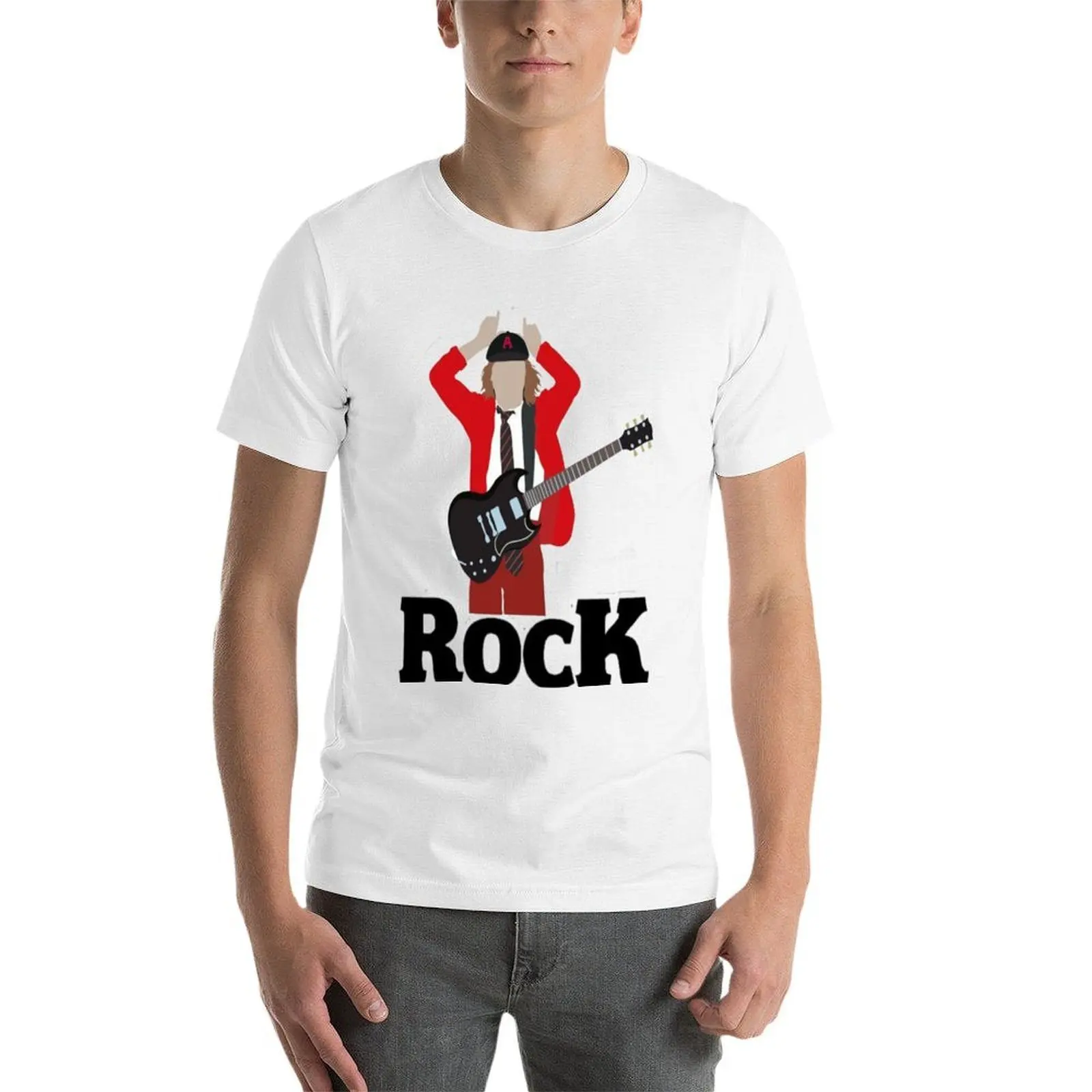 تي شيرت قطني تي شيرت شاب من القطن acdc قميص أنيمي 100% تي شيرت رجالي قميص أساسي عالي الجودة