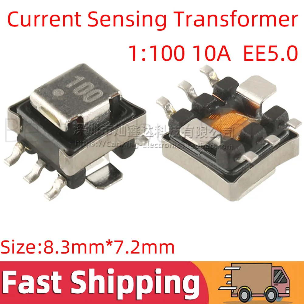 2pcs 53100C EE5.0 Type SMD SMT Current Sense Sensing Transformer 10A Turns Ratio 1:100 50-500Khz Surface Mount