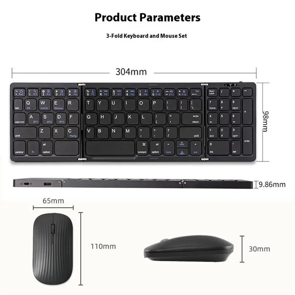 Foldable Wireless Keyboard Mouse Set