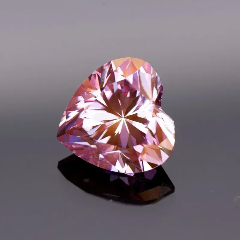 Pedra moissanite sakura cor rosa formato de coração vvs1 com certificado gra passagem testador de diamante amuletos materiais de fabricação de joias superiores