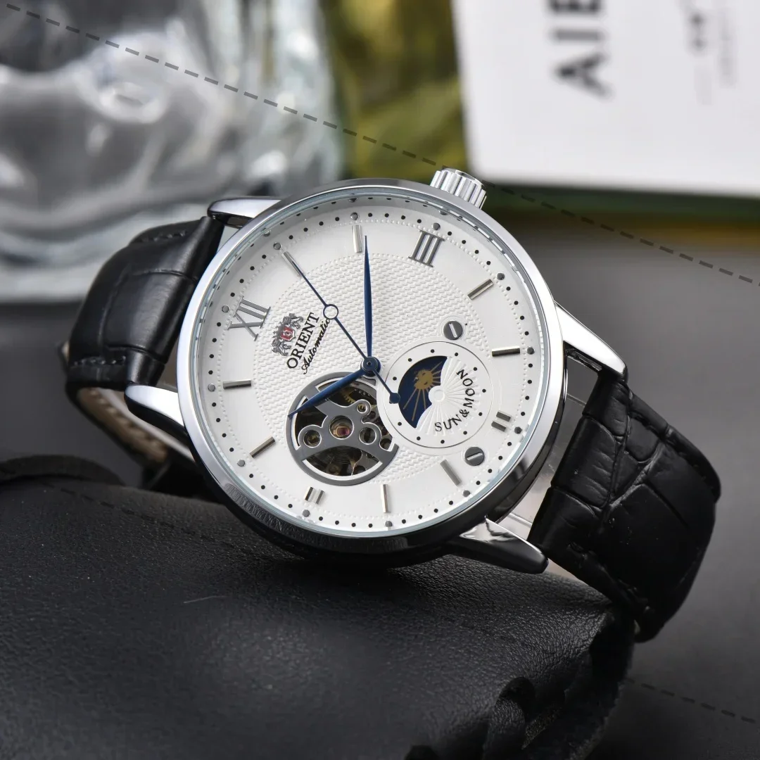 DFDG Orient Series Sports Sun, Moon, and Stars Skeleton Mechanical Men's Sports Watch Full Functionality World Time view 3