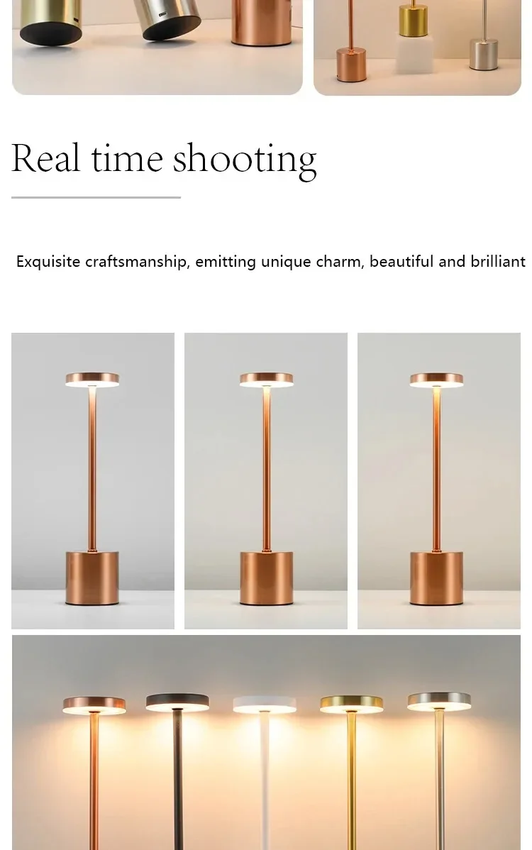 Cordless 3 Color Dimmable Table Lamp USB Rechargeable Portable Desk Lamp Touch Sensor Lamp for Bedroom Living Room Restaurant