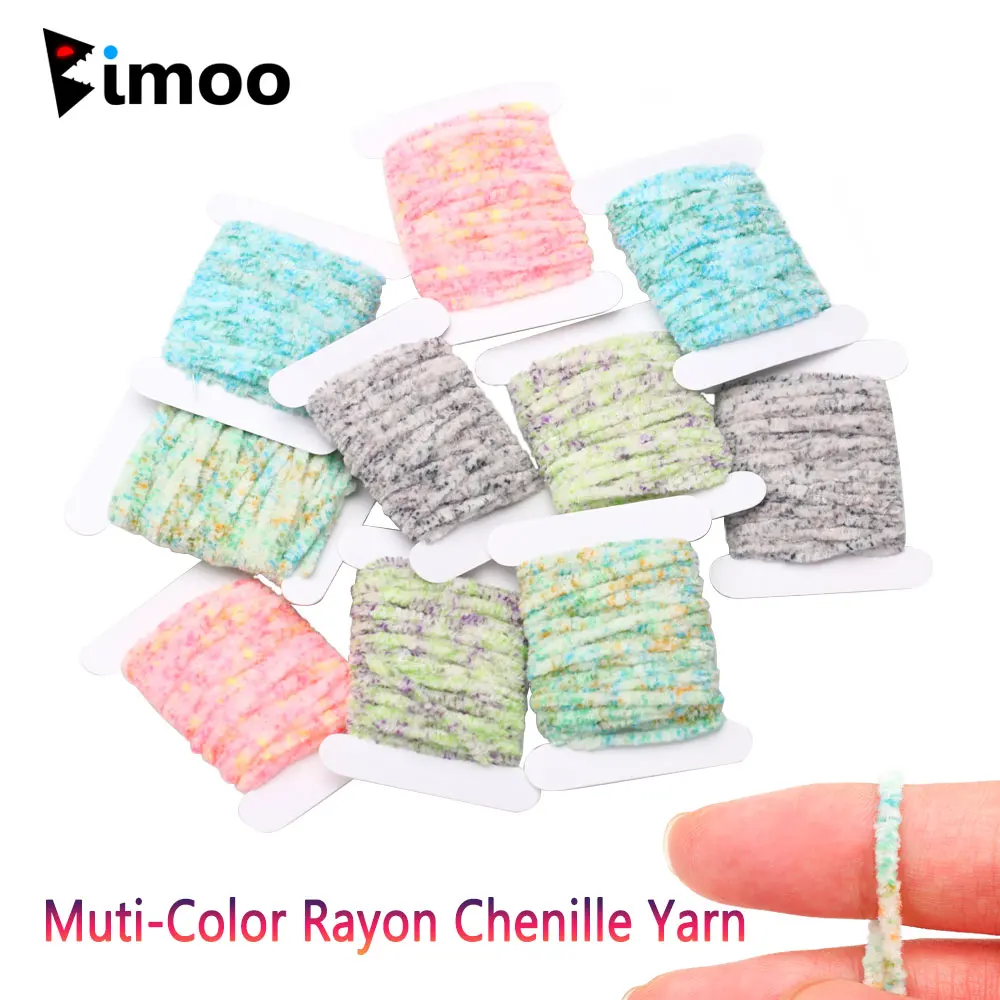 Bimoo 5M 2.6mm Muti-Color Rayon Chenille Yarn Woolly Bugger Worm Nymph Streamer Body Fly Tying Material Trout Fishing Lures Bait