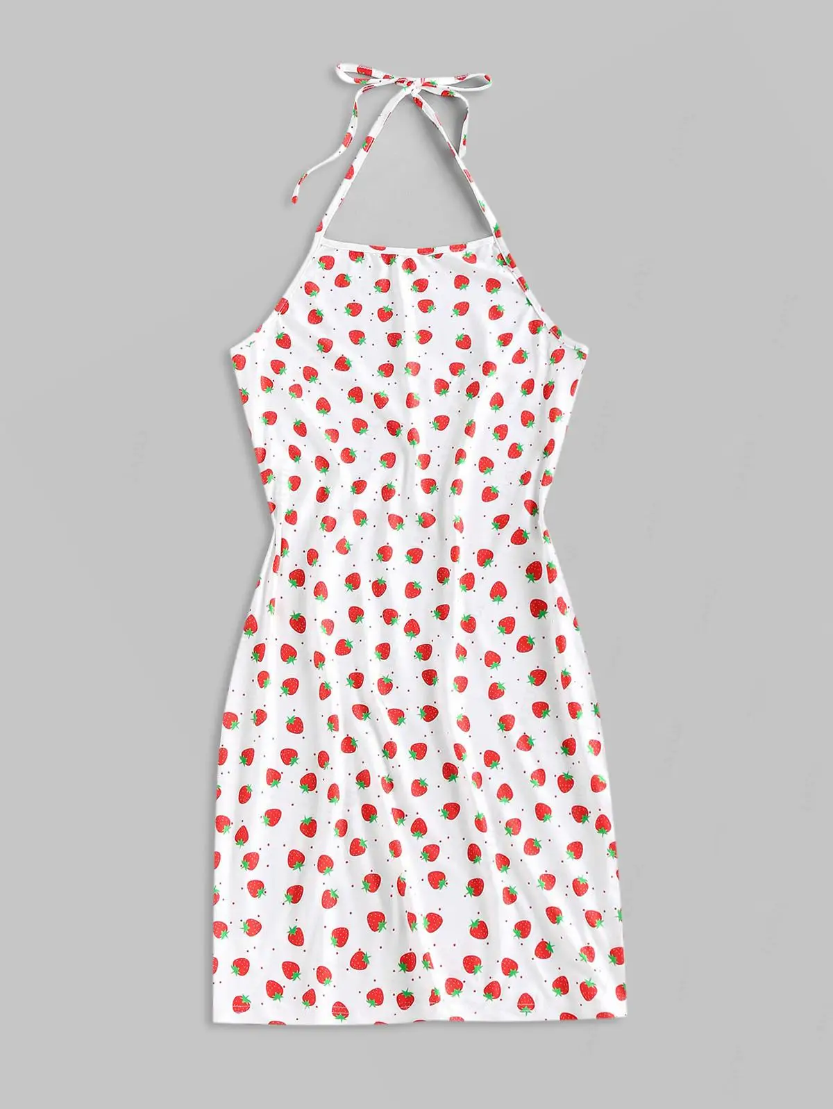 ZAFUL Women's Daily Sexy Strawberry Print Halter Bodycon Dress