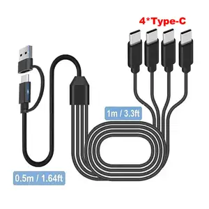 Bilashmart USB C Splitter Multi Charging CableUSB A/C to Type C Charging Cord with 4 Type C Connectors Cell Phones Tablets and More