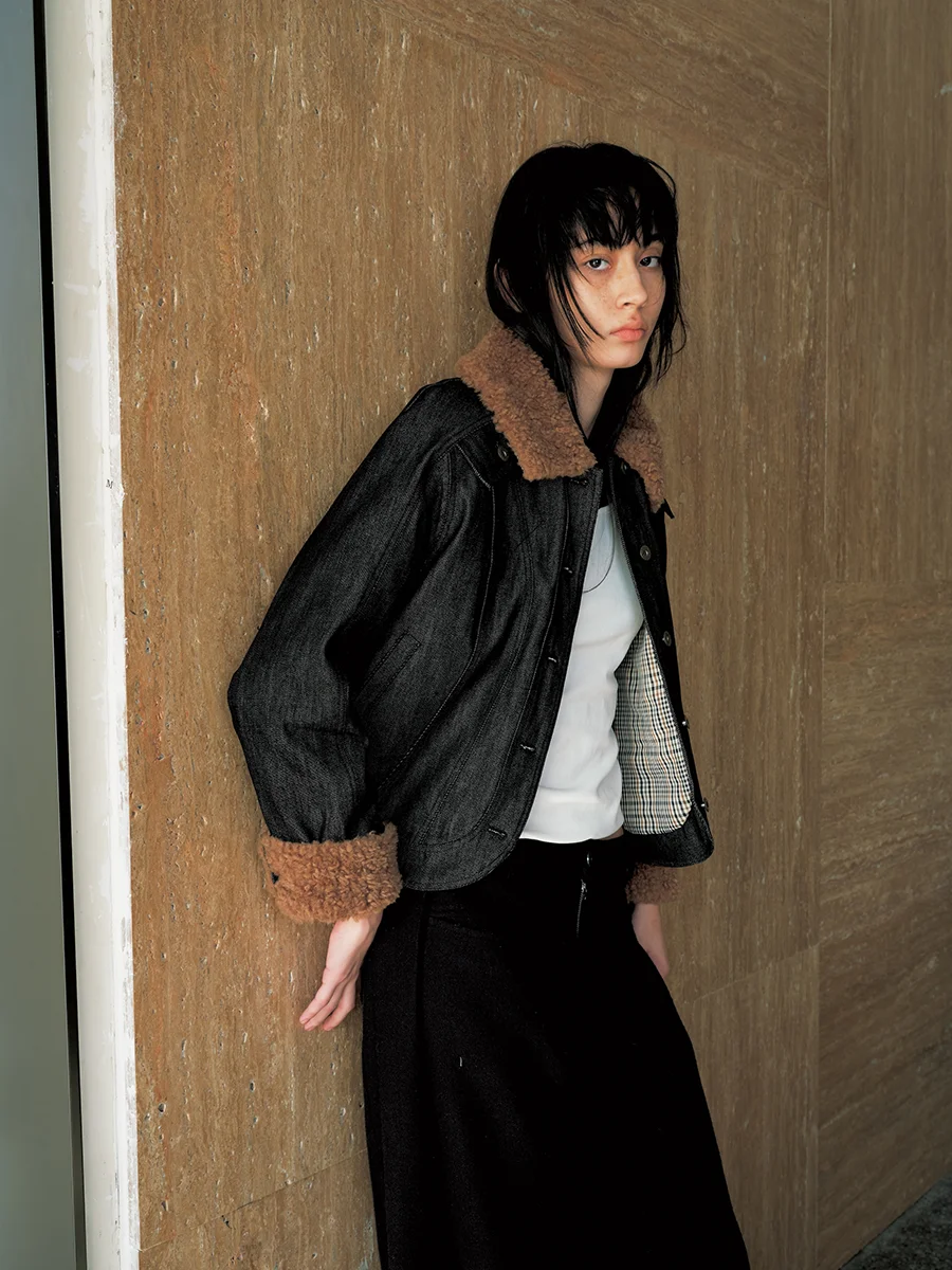 

JCAESAR Women's ort Cotton Denim Jaet Lamb Velvet Collar Thiened Winter Coat Simple Sle Commute Faion Chinese Produ...